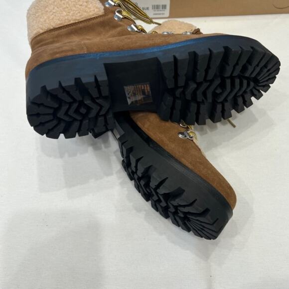 New Steve Madden Aniko Chesnut Brown Suede Lace Up Sherpa Boot Women's sz 8 - Picture 3 of 3